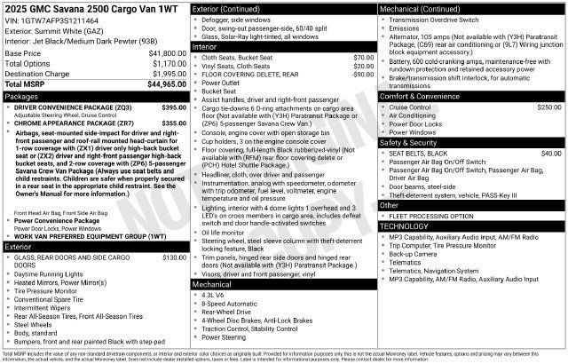 Used 2025 GMC Savana 2500 w/ Driver Convenience Package RWD image 24