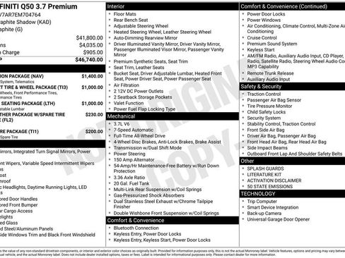 Used 2014 INFINITI Q50 Premium w/ Navigation Package AWD/4WD image 2