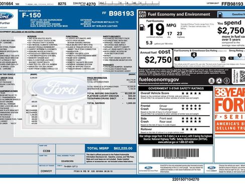 Used 2015 Ford F150 Platinum w/ Equipment Group 701A Luxury image 53