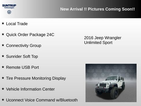 Used 2016 Jeep Wrangler Unlimited Sport w/ Connectivity Group AWD/4WD image 6
