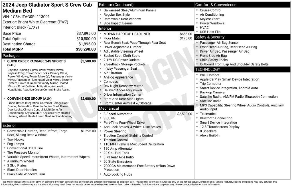 Used 2024 Jeep Gladiator Sport AWD/4WD image 7