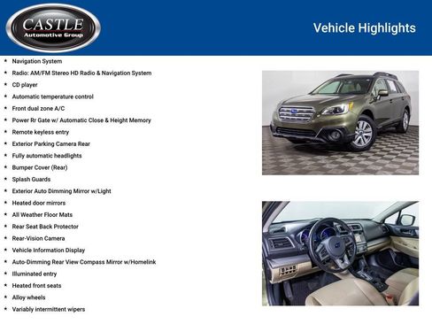 Used 2015 Subaru Outback 2.5i Premium w/ Popular Package #3 AWD/4WD image 8