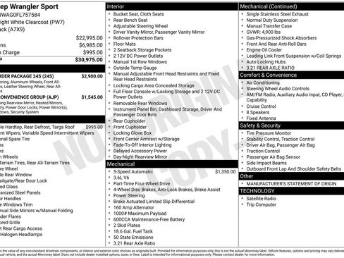 Used 2015 Jeep Wrangler Sport w/ Quick Order Package 24S AWD/4WD image 2