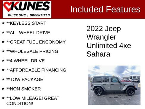 Used 2022 Jeep Wrangler Unlimited Sahara 4xe w/ Cold Weather Group image 3