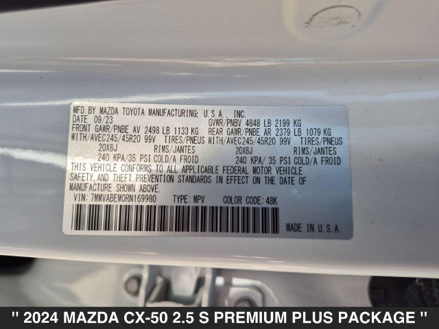 Used 2024 MAZDA CX-50 AWD 2.5 S w/ Cargo Package image 37