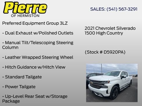 Used 2021 Chevrolet Silverado 1500 High Country w/ Technology Package AWD/4WD image 7