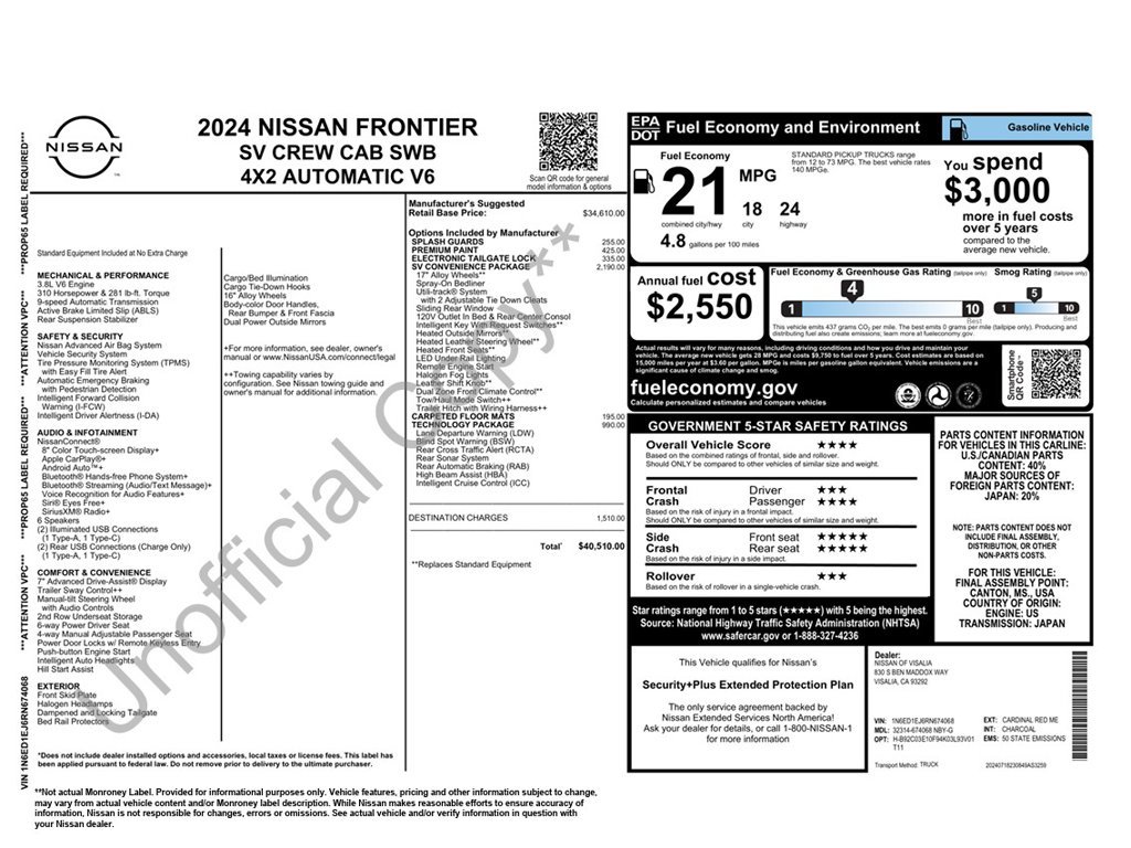 Used 2024 Nissan Frontier SV w/ SV Convenience Package RWD image 3