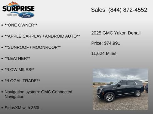 Used 2025 GMC Yukon Denali w/ Sun & Power Step Package AWD/4WD image 13