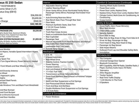 Used 2015 Lexus IS 250 w/ F-Sport Package RWD image 41