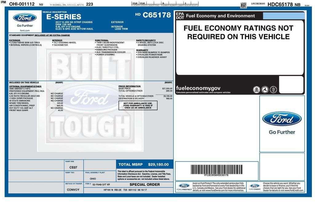 Used 2017 Ford E-350 and Econoline 350 Super Duty w/ A/C Prep Package RWD image 9