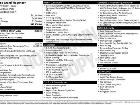 New 2024 Jeep Grand Wagoneer Series I w/ Flexible Seating Group image 43