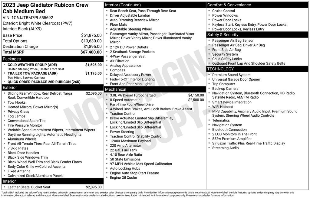 Used 2023 Jeep Gladiator Rubicon w/ Cold Weather Group AWD/4WD image 3