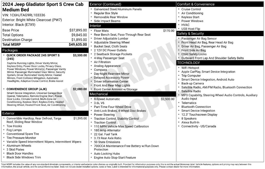 Used 2024 Jeep Gladiator Sport AWD/4WD image 19