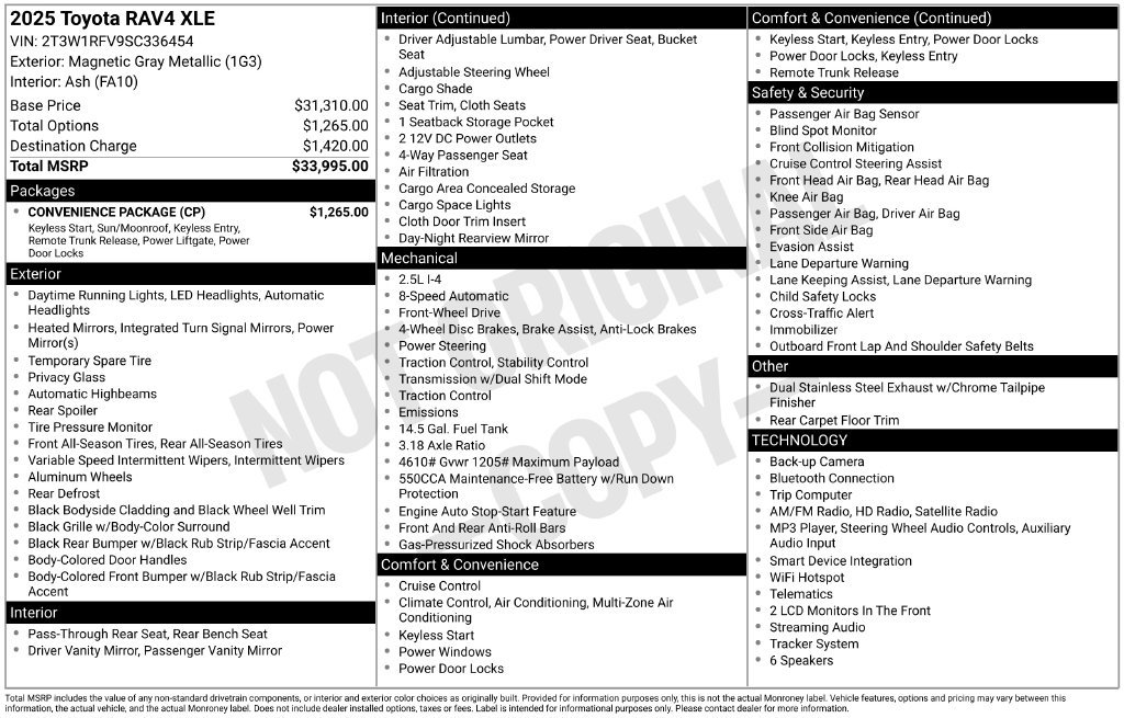 Used 2025 Toyota RAV4 XLE w/ Convenience Package FWD image 36