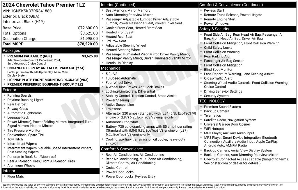 Used 2024 Chevrolet Tahoe Premier w/ Premium Package 2 AWD/4WD image 12