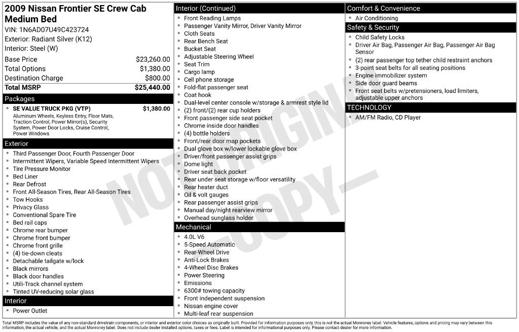 Used 2009 Nissan Frontier SE w/ SE Value Truck Pkg RWD image 5