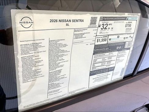 New 2026 Nissan Sentra SL w/ Floor Mat Package FWD image 41