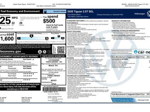 Used 2020 Volkswagen Tiguan SEL FWD image 2