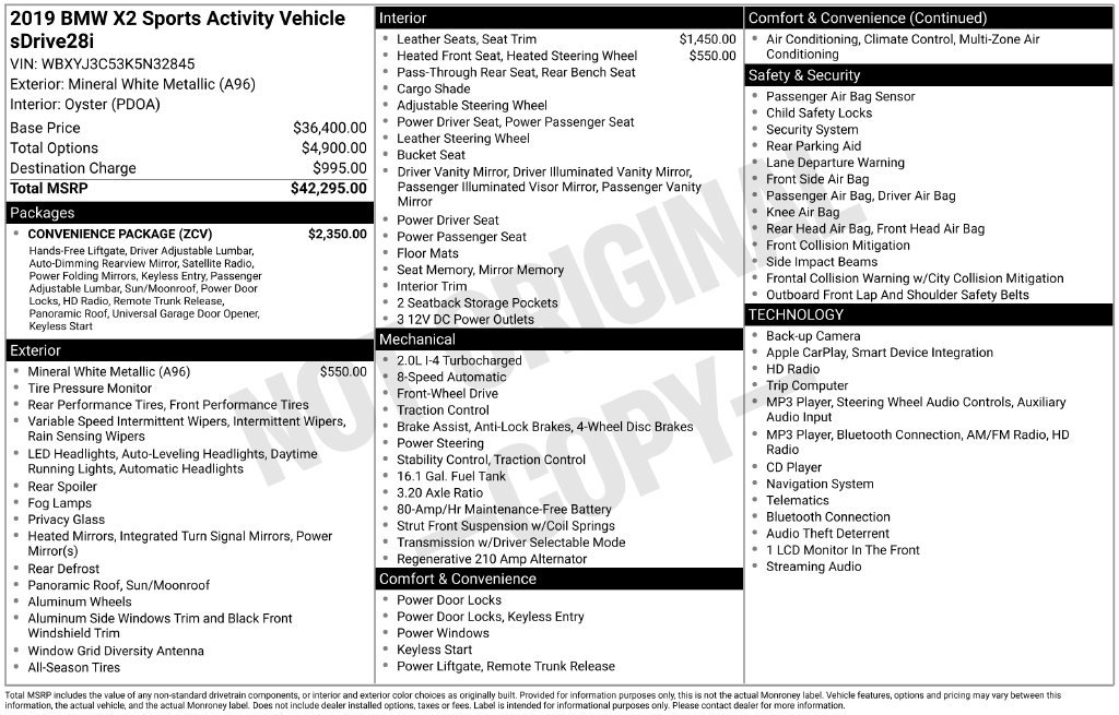 Used 2019 BMW X2 sDrive28i w/ Convenience Package FWD image 7
