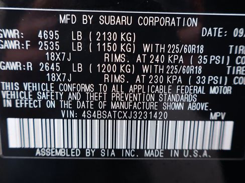Used 2018 Subaru Outback 2.5i Touring w/ Popular Package #3 AWD/4WD image 47