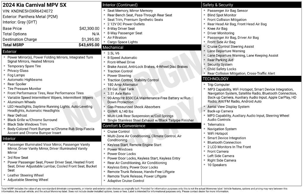 Certified 2024 Kia Carnival SX FWD image 39