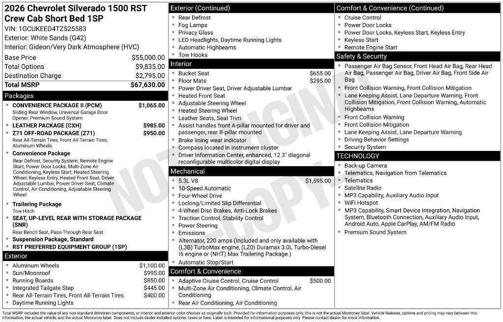 New 2026 Chevrolet Silverado 1500 RST w/ Convenience Package II AWD/4WD image 28