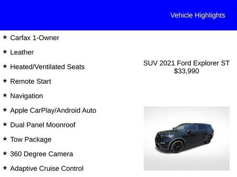 Used 2021 Ford Explorer ST w/ Equipment Group 401A AWD/4WD image 2