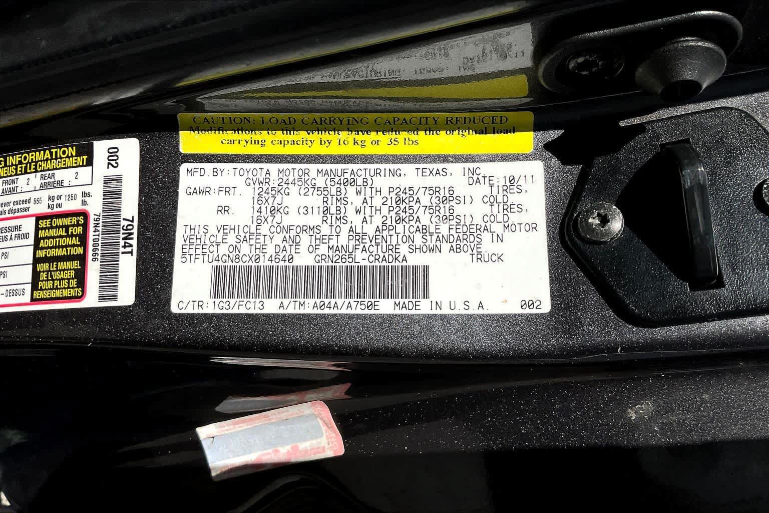 Used 2012 Toyota Tacoma PreRunner w/ SR5 Pkg RWD image 28