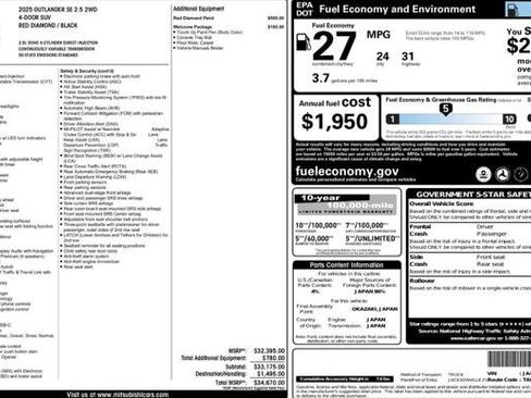 Used 2025 Mitsubishi Outlander SE FWD image 4