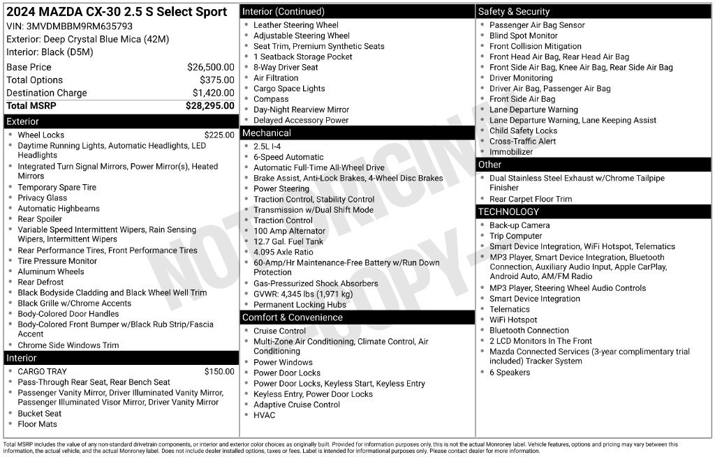 Used 2024 MAZDA CX-30 AWD 2.5 S w/ Select Sport Pkg image 38
