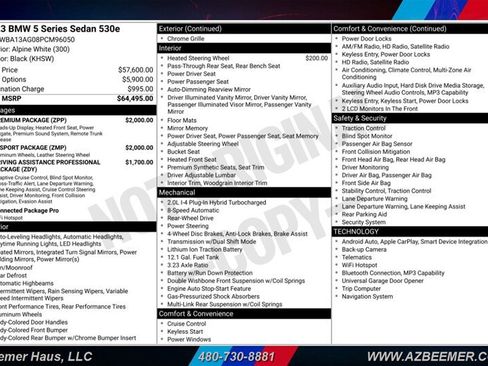 Used 2023 BMW 530e w/ M Sport Package RWD image 3