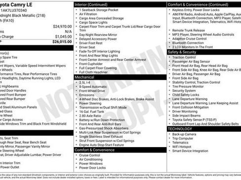 Used 2020 Toyota Camry LE image 3
