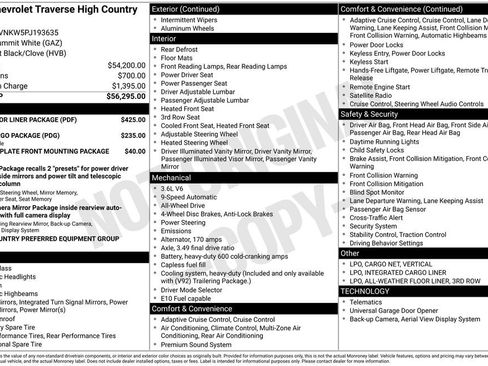 Certified 2023 Chevrolet Traverse High Country w/ LPO, Floor Liner Package image 34
