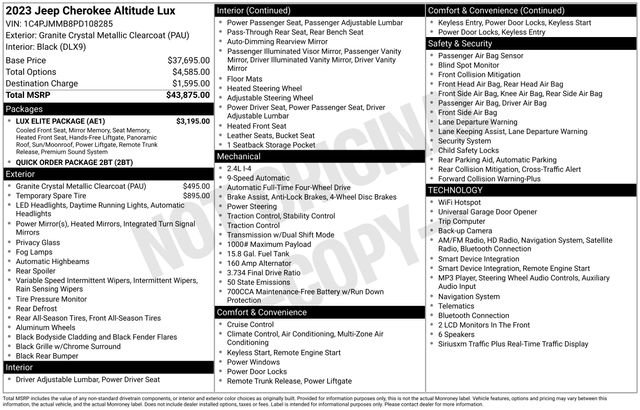 Used 2023 Jeep Cherokee Altitude Lux w/ Lux Elite Package AWD/4WD image 33