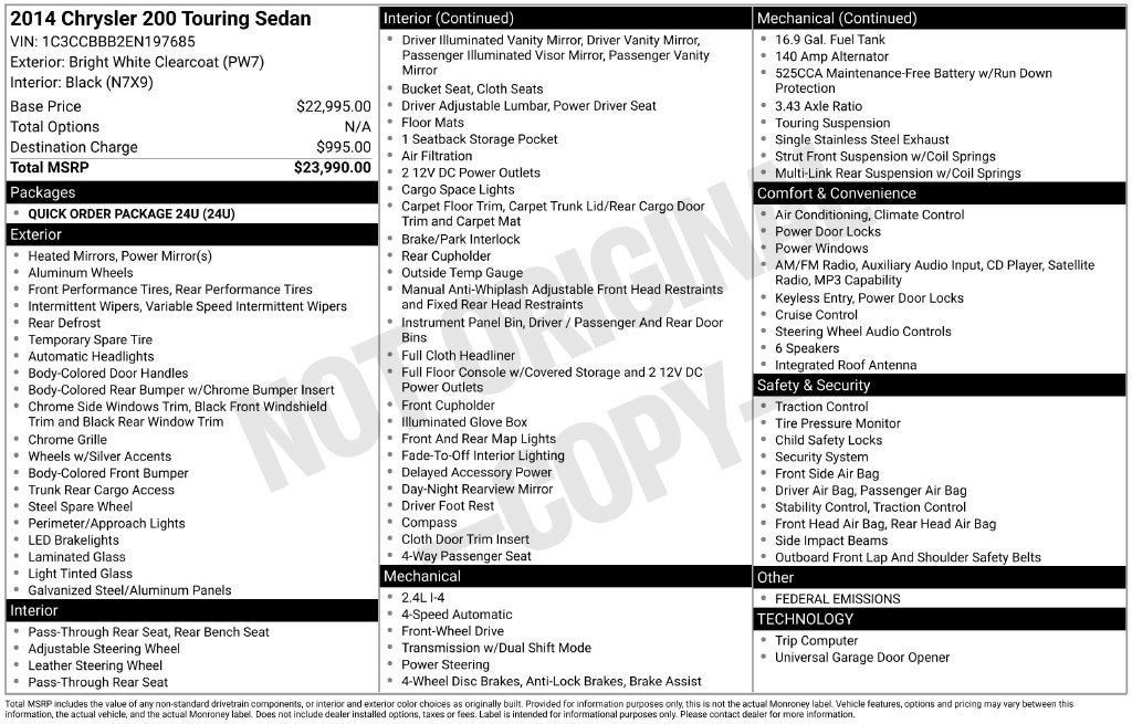 Used 2014 Chrysler 200 Touring FWD image 3
