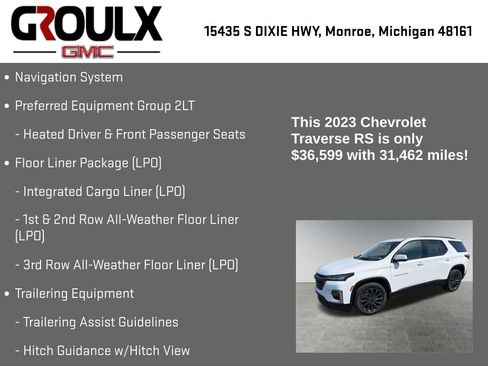 Used 2023 Chevrolet Traverse RS w/ LPO, Floor Liner Package AWD/4WD image 8