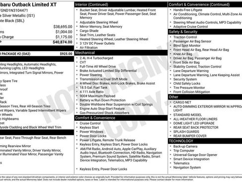Used 2022 Subaru Outback Limited XT w/ Popular Package #2 image 36