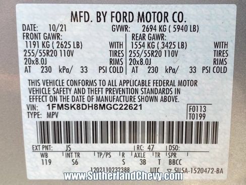 Used 2021 Ford Explorer XLT w/ Equipment Group 202A AWD/4WD image 53