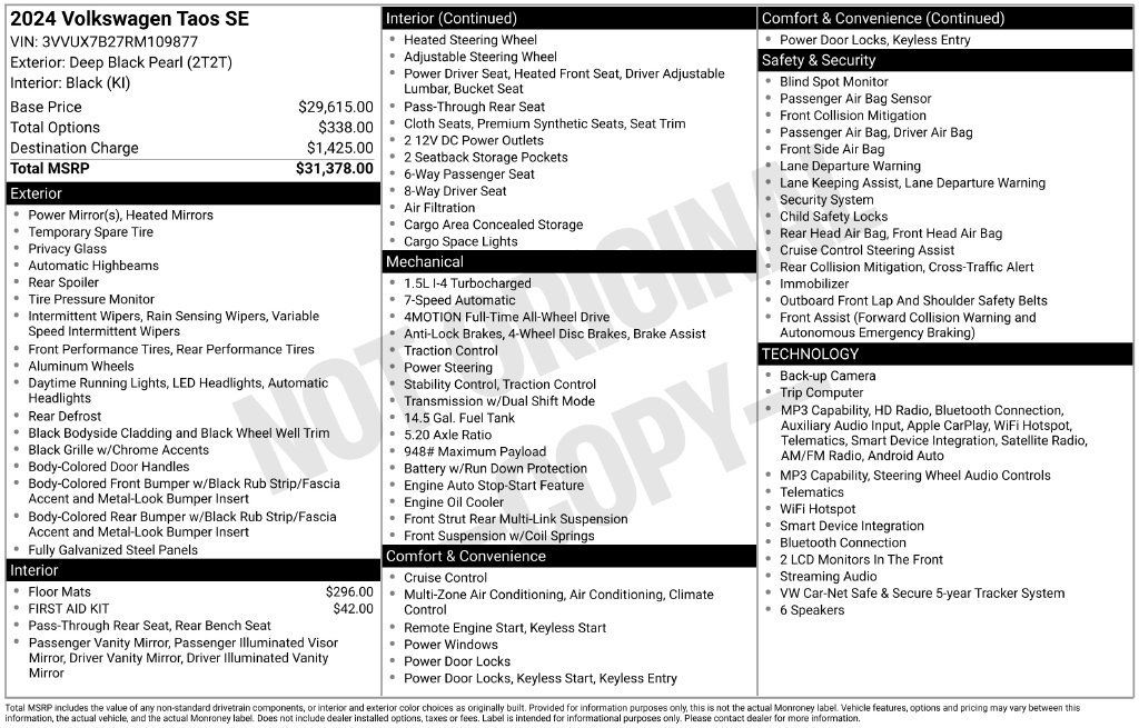 Certified 2024 Volkswagen Taos SE AWD/4WD image 35