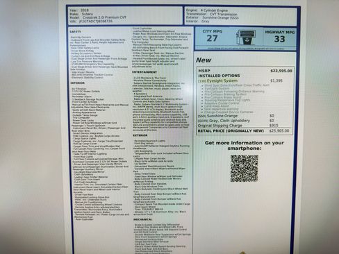 Used 2018 Subaru Crosstrek 2.0i Premium w/ Eyesight System AWD/4WD image 25