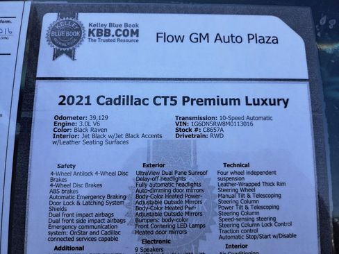 Used 2021 Cadillac CT5 Premium Luxury w/ Parking Package RWD image 35