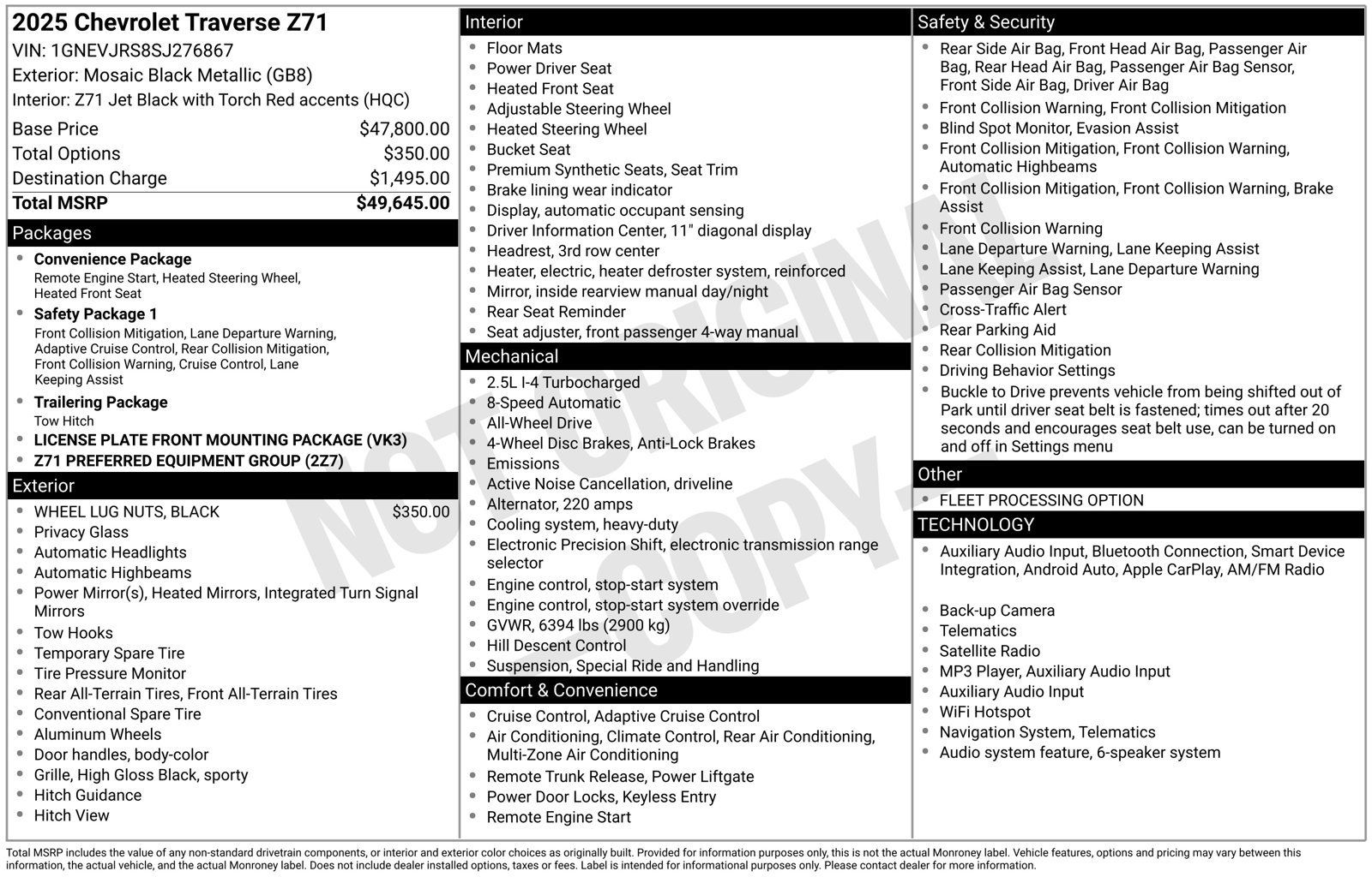 Used 2025 Chevrolet Traverse Z71 AWD/4WD image 36