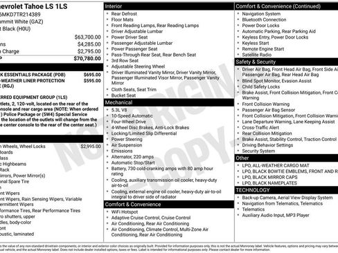 New 2026 Chevrolet Tahoe LS w/ LPO, Dark Essentials Package AWD/4WD image 4