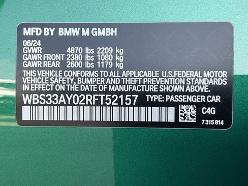 Used 2024 BMW M3 Competition w/ Parking Assistance Package RWD image 36