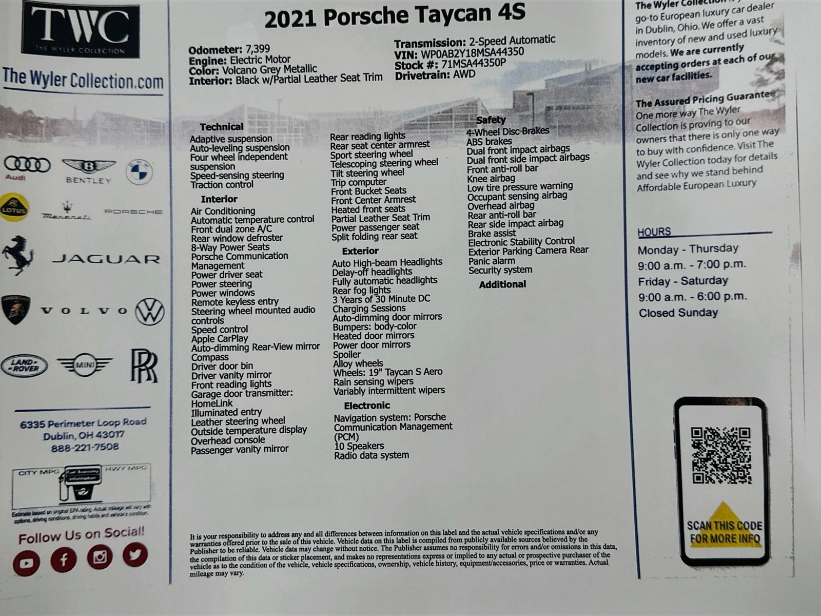 Used 2021 Porsche Taycan 4S w/ Premium Package AWD/4WD image 48