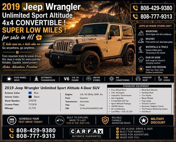 Used 2017 Jeep Wrangler Sport w/ Quick Order Package 24S AWD/4WD image 1