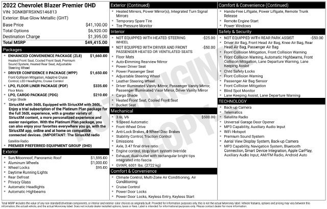 Used 2022 Chevrolet Blazer Premier w/ Enhanced Convenience Package FWD image 5