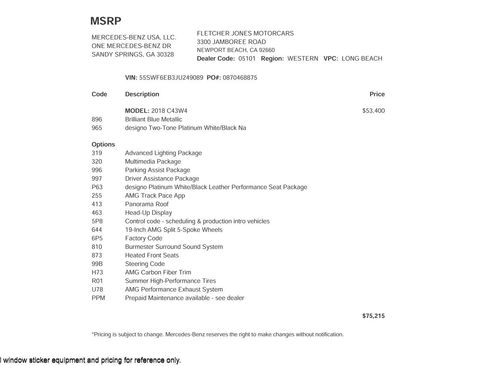 Used 2018 Mercedes-Benz C 43 AMG 4MATIC Sedan image 2