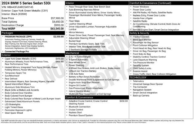 Used 2024 BMW 530i w/ Premium Package RWD image 8