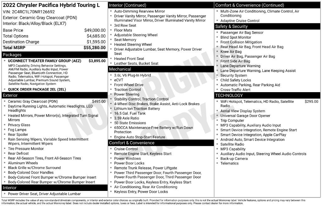 Used 2022 Chrysler Pacifica Touring-L w/ Uconnect Theater Family Group FWD image 8